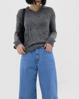 アルファシースルーVネックニット / Alpha see-through V-neck knit (4color)