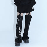 0 7 cut out emoji pants - BLACK