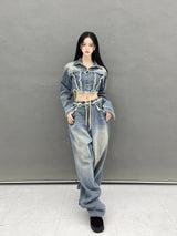 ジェンダメージワイドデニムパンツ/[High quality] 790. Jen damage wide denim pt