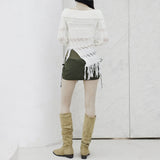 [NONCODE] Rumble Off-Shoulder Unbalanced Knitwear
