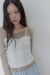 シャーリングコルセットスリーブレストップ / Shirring Corset Sleeveless Top (2 colors)