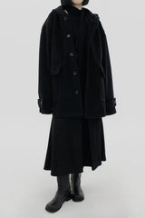 フーデッドウールハーフコート / Hooded wool half coat (2color)
