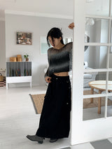 Wooseon tie-dye printing gradient crop long-sleeved knit