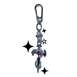 ピアスクロススネークキーチェーン / Pierced cross snake keychain