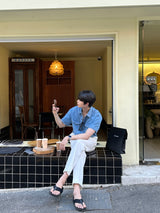 Oz クールリネンバックバンディングスラックス