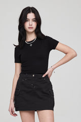 mii リブ SS Tシャツ / mii RIBBED SS T-SHIRT BLACK