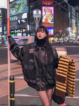 [5オンス] サファリパッチオーバーレザージャンパー