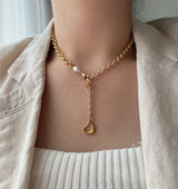 ボールドハート淡水パールネックレス2ウェイYチョーカーネックレス/hay Bold Heart Fresh Water Pearl Necklace Two Way y Choker Necklace
