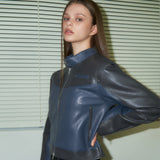 [NF] BLOCK PANEL LEATHER JACKET (BLUE)_F23ZA940