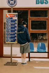 ミックスCワッペンパーカ・ネイビー［ユニセックス］/ Mix C Patch Unisex Vintage Navy Hoodie