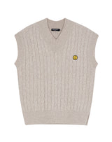 OVERSIZED CABLE KNIT VEST OATMEAL (6608600957046)