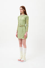 チェリーパターンメッシュミニスカート / CHERRY PATTERN MESH MINI SKIRT [LIME]