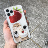 ストロベリーキャットケース / Strawberry cat case (jell hard)