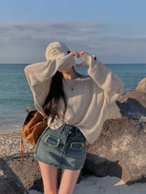 [Bellide made] Caramel Loose Fit Long Round Knitwear