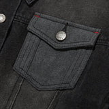 UNI WASHING CROP DENIM JACKET [BLACK]