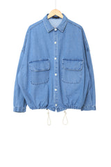 String balloon denim shirt