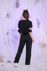 インサイションショートスリーブクロップTシャツ/TOP(9327) Incision Short Sleeve Crop Tee