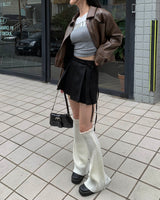 Tie pleated skirt
