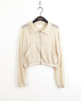 ピロウビーチウェアシースルーリネンニット長袖ジップアップ / Pillow Beachwear See-through Linen Knit Long Sleeve Zip-up