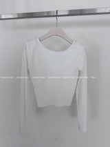 スリットディープUネックショルダーパッドTシャツ