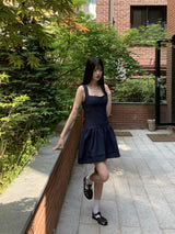 レノアハートネックミニスリーブレスワンピース/ Lenoa Heart Neck Mini Sleeveless One Piece