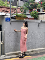 グリックフラワースクエアロングナシワンピース/Greek Flower Square Long Sleeveless Dress