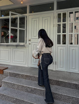 NON-FADE DENIM BOOTCUT PANTS