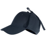 EAR FLAP BALL CAP BLACK / COTTON FLAP