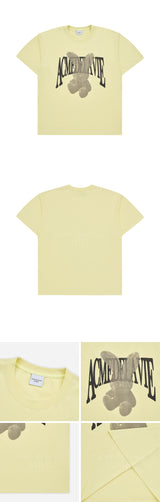 [24SS] HALFTONE DOT LAYER FUZZY RABBIT SHORT SLEEVE T-SHIRT LIGHT YELLOW
