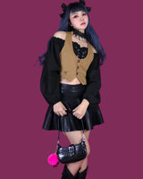 chi-chi leather pleats skirt (6667131060342)