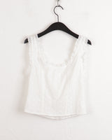 ランディビンテージレースパンチングインシジョンボタンスリーブレス/Randi vintage lace punching incision button cuff