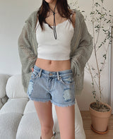 ローウェストショートデニム/no.730 Low Waist Denim Shorts