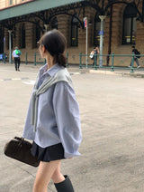 [BELLIDE MADE] ボーイフィットオックスフォードストライプシャツ