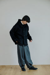 ウールフードコート/unisex wool hood coat black