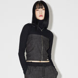 Denim Knit Blocking Top [BLACK] (6638381039734)