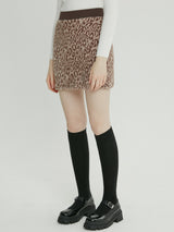 (SK-21556) LEOPARD SKIRT BROWN (6605636370550)