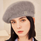 VA Square Stud Angora Beret / Mocha