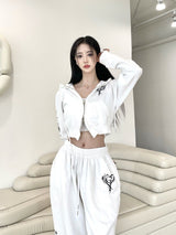 ハートクロップフードジップアップ/[High quality] 847. Heart crop hood zip up (2color)