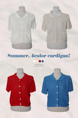 Pocket Knit Short Sleeve Cardigan (4color)