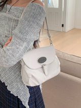 Pilso belt buckle shirring leather cross shoulder bag