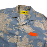 プリントリネンブレンドショートスリーブジャケット/[UNISEX] Printed Linen-Blend Short-Sleeved Jacket (Blue)