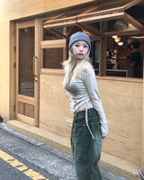 ショルダースリットプリントサイドシャーリングTシャツ