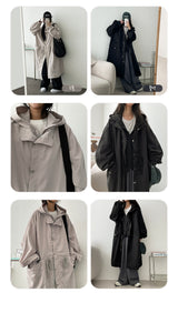 [Detachable hoodie!] Hooded layered Tok Tok Long Bomber Jumper