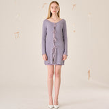 ribbon detail dress set purple