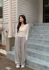 Cotton Pintuck Wide Banding Pants (3color)