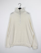 リブハーフジップアップニット / Ribbed Half Zip Up Knit (4color)