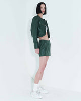 フォーレザーローライズミニスカート / Faux-Leather Low Rise Mini Skirt _ Green