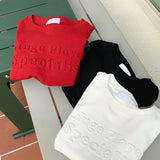 [3color/ body correction] レタリングエンボスシャーリングTシャツ