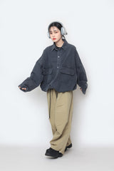 String balloon denim shirt