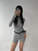 ツーピースリブスリムパンツ (Belt included)